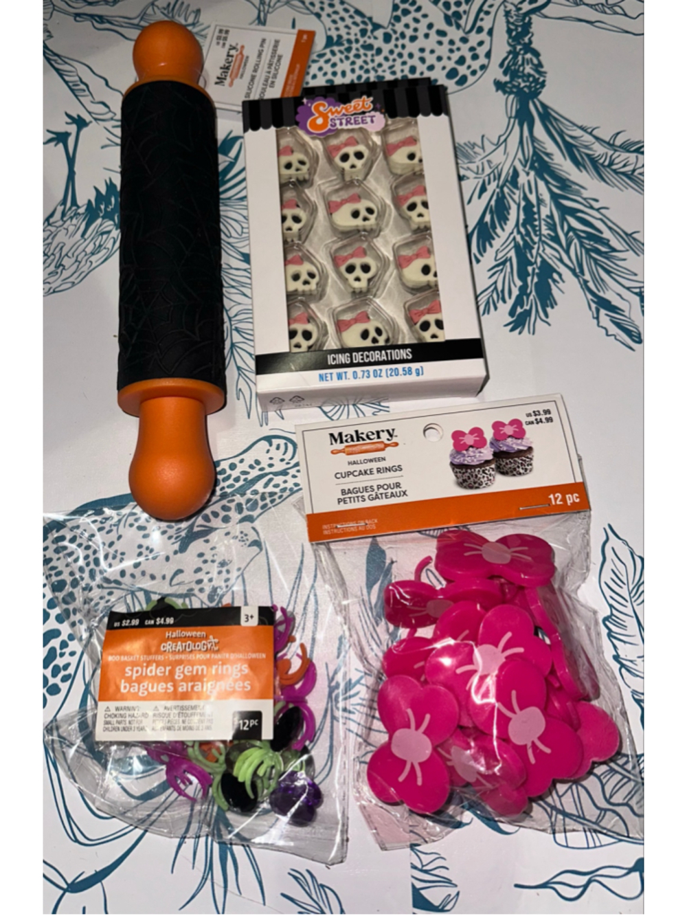 Makery Halloween Silicone Rolling Pin Kitchen Tool One Size Black Orange